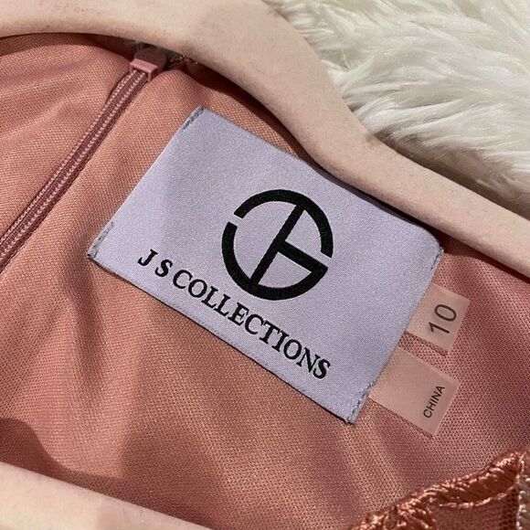 JS Collections Lia Puff Sleeve Midi Formal Dress in Pink Size 10 - Picture 8 of 9